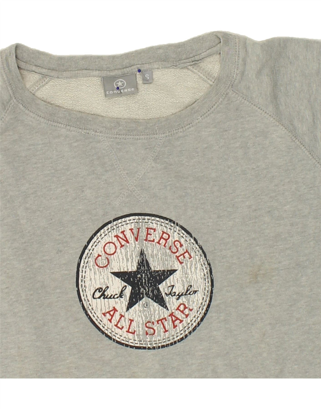 CONVERSE Mens Graphic Sweatshirt Jumper Small Grey Cotton Vintage Converse and Second-Hand Converse from Messina Hembry 