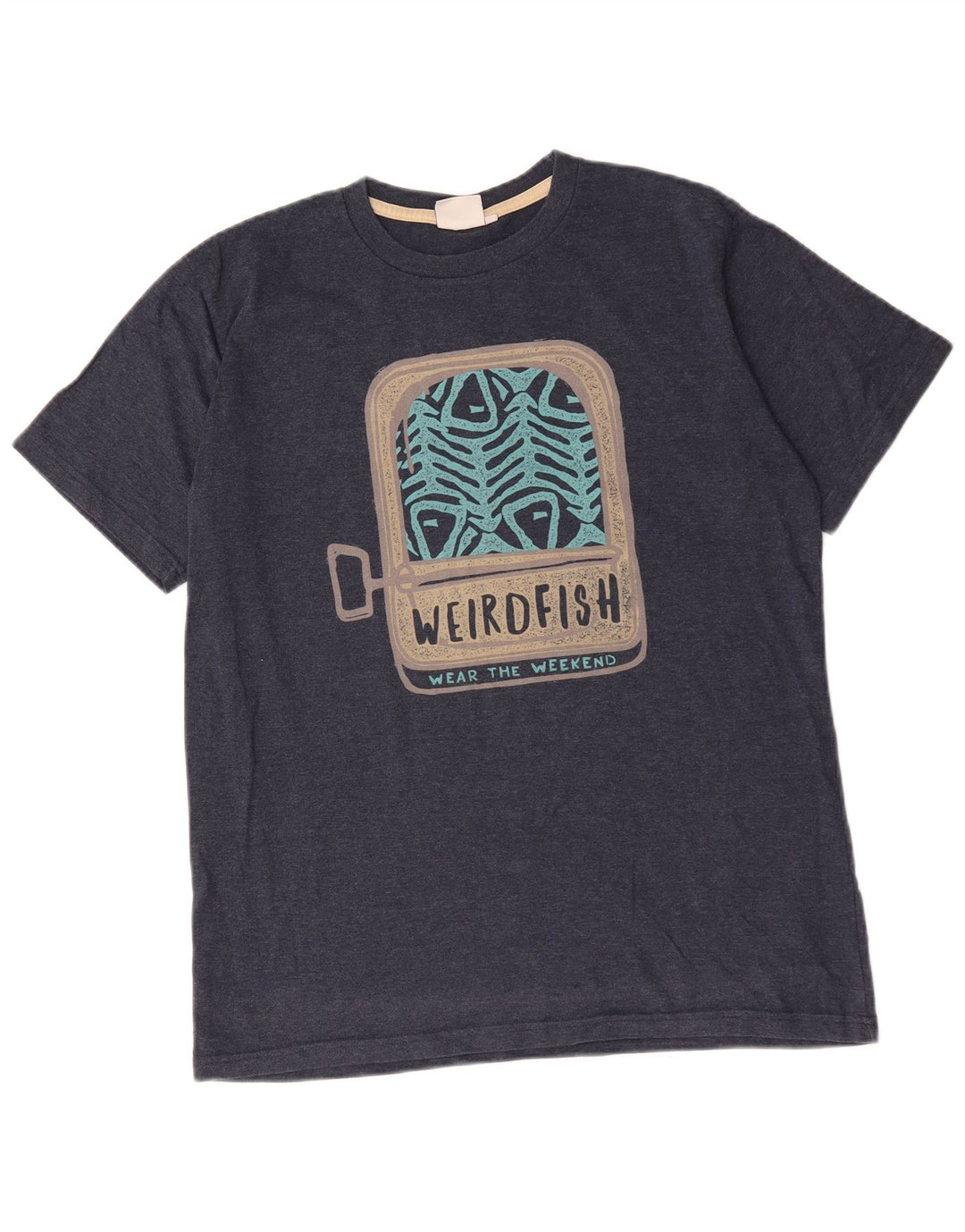 Weird Fish muška majica s grafičkim motivima srednje tamnoplavi pamuk