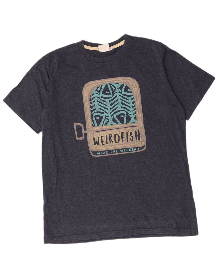 Weird Fish muška majica s grafičkim motivima srednje tamnoplavi pamuk