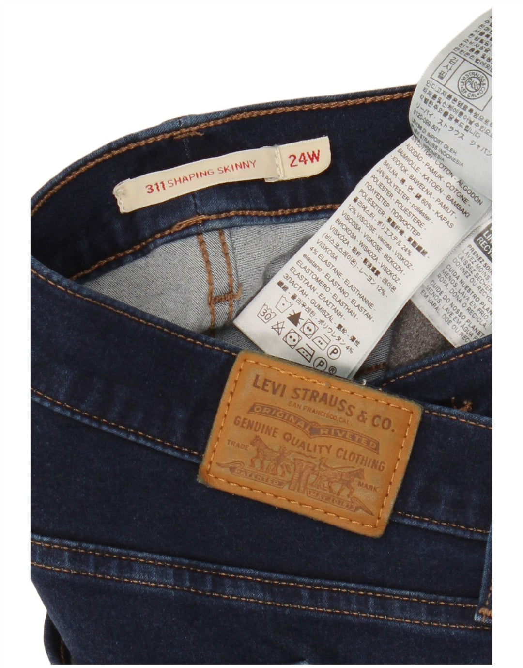 LEVI'S Ženske 311 uske traperice US 24 4XL W44 L29 tamnoplavi pamuk