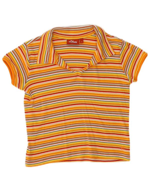 S.Oliver Ženska skraćena polo majica UK 14 Pamuk s velikim žutim prugama