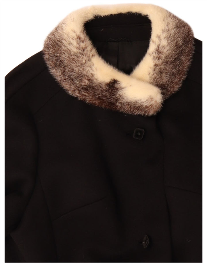 VINTAGE ženski kaput UK 14 velika crna vuna