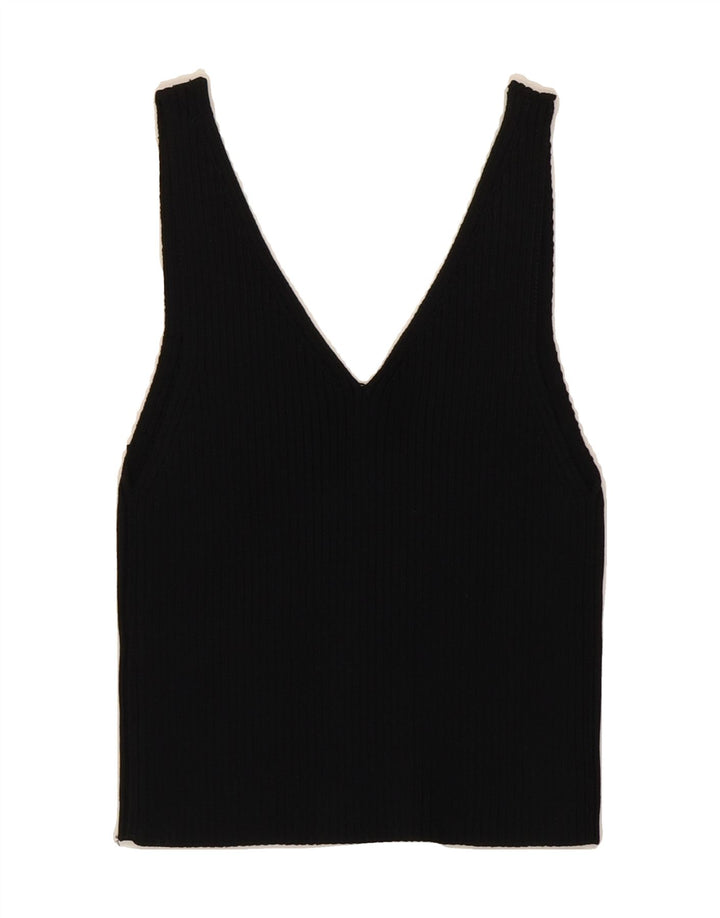 ZARA Womens Sleeveless Knit Blouse Top UK 8 Small Black Vintage Zara and Second-Hand Zara from Messina Hembry 