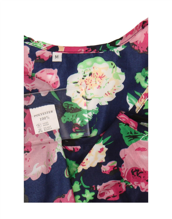 Vintage ženski sarafan UK 12 Srednji tamnoplavi cvjetni poliester