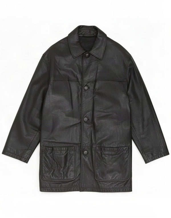 Marks & Spencer Mens St. Michael Leather Coat UK 38 Srednje crna
