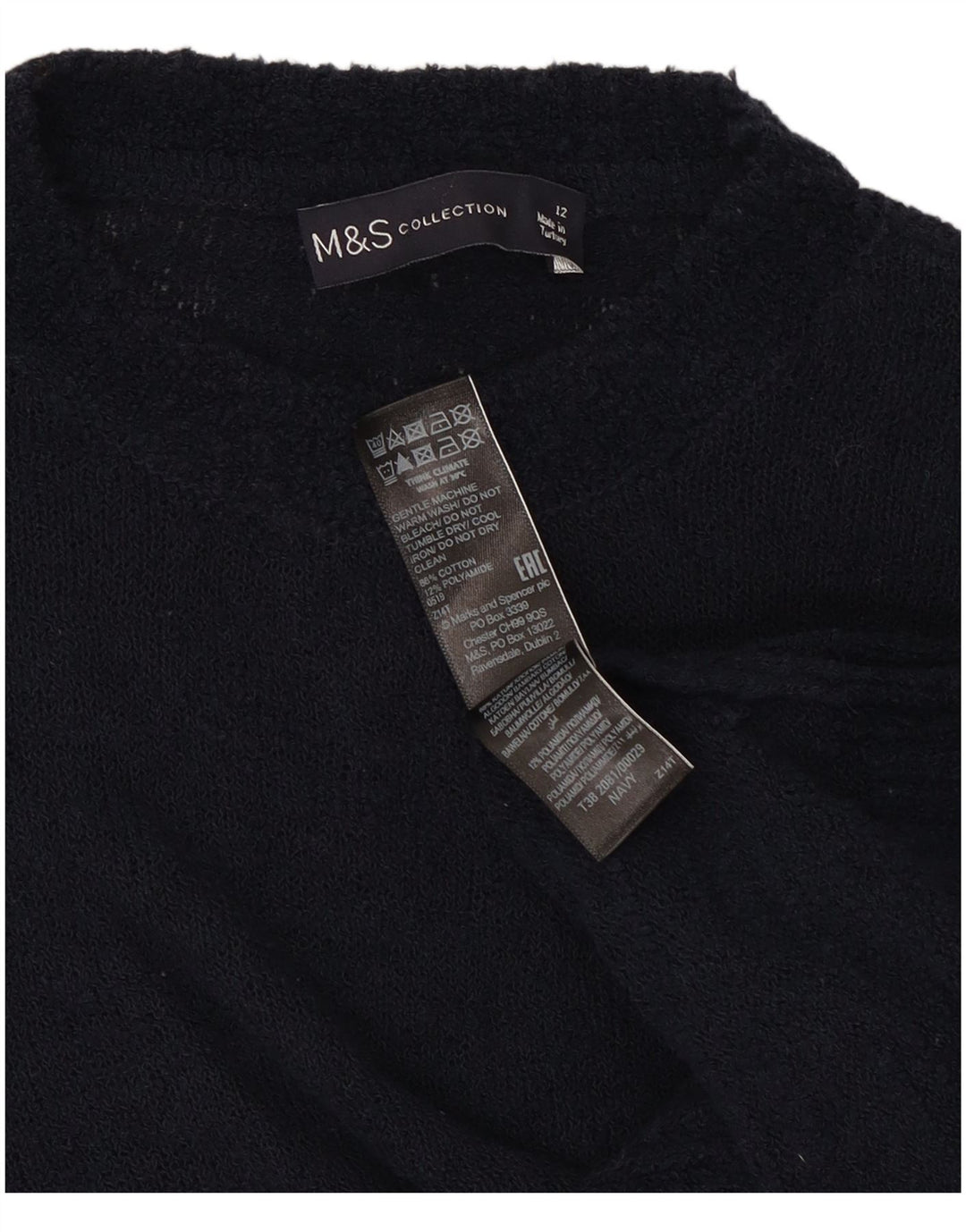 Marks & Spencer ženski džemper s okruglim izrezom UK 12 srednje tamnoplava