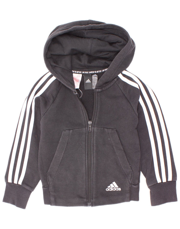 Adidas pulover s kapuljačom s patentnim zatvaračem za dječake 5-6 godina, crni pamuk