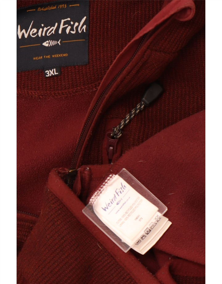 WEIRD FISH Muški pulover s kapuljačom na patentni zatvarač 3XL kestenjasti poliester