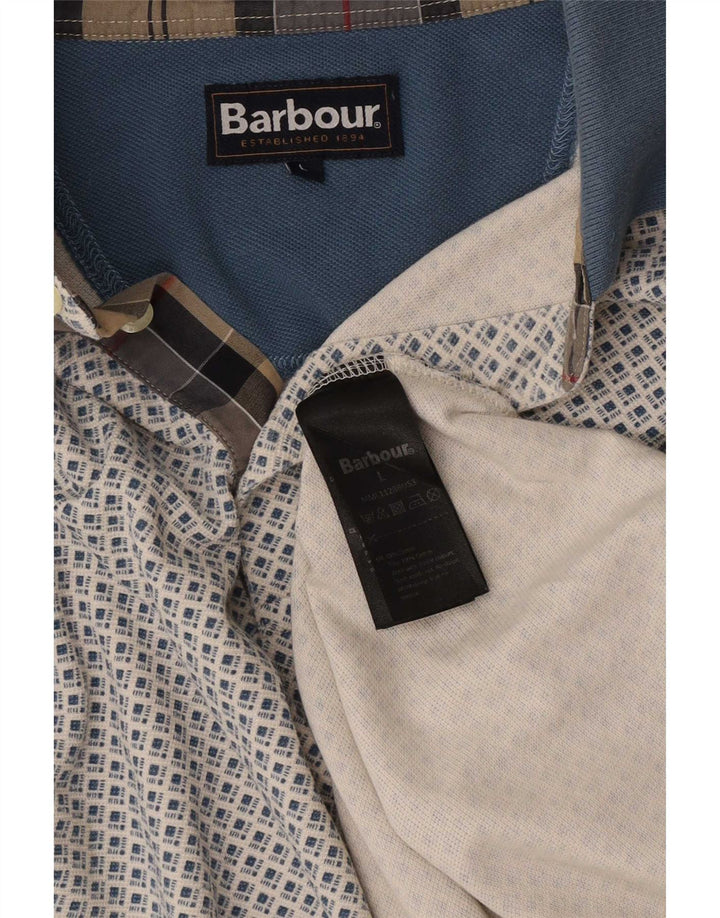 Barbour muška polo majica Large Blue Geometric Cotton