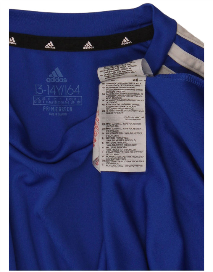 ADIDAS Boys Aeroready T-Shirt Top 13-14 Years Blue Poliester