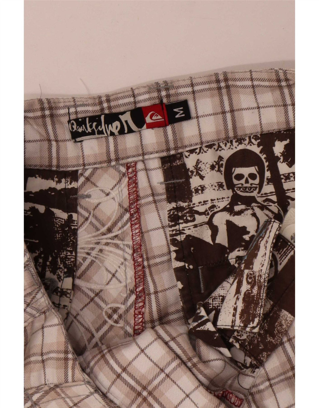 Quiksilver muške kratke chino hlače srednje veličine W32 bež karirani poliester