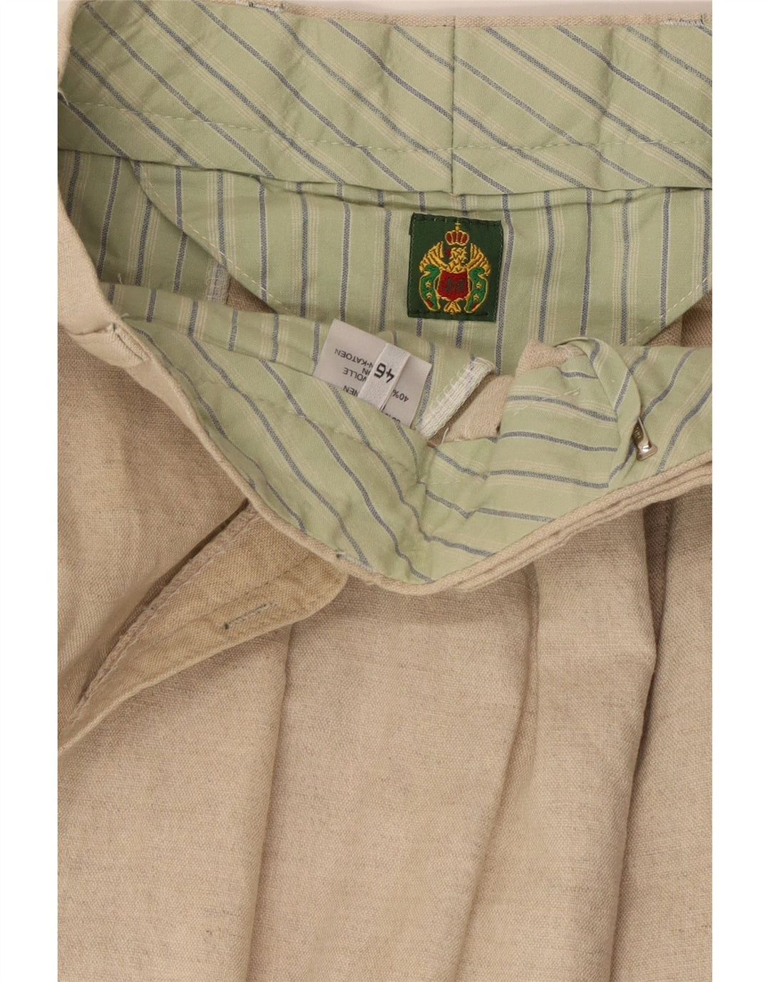 VINTAGE muške hlače s štipaljkama IT 46 male W32 L31 bež lan