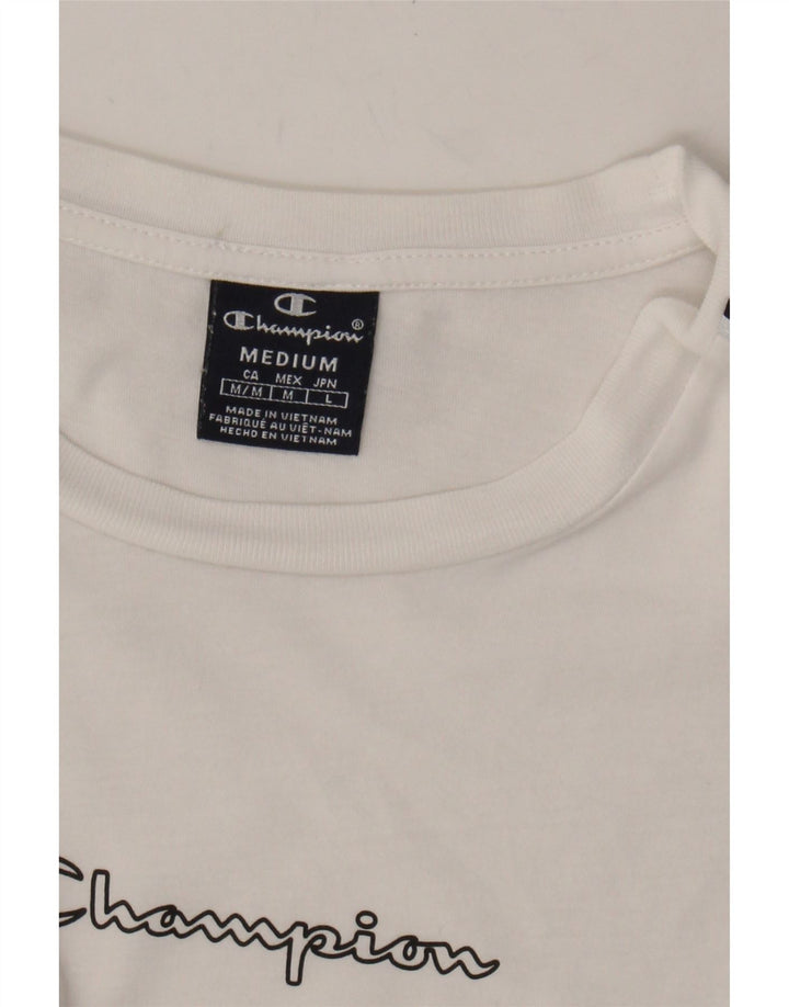 CHAMPION Mens Graphic T-Shirt Top Medium White Vintage Champion and Second-Hand Champion from Messina Hembry 