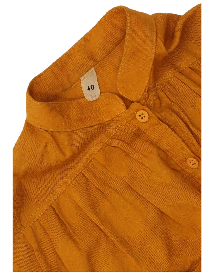 Vintage ženski pulover košulja bluza EU 40 srednje žuta cvjetna
