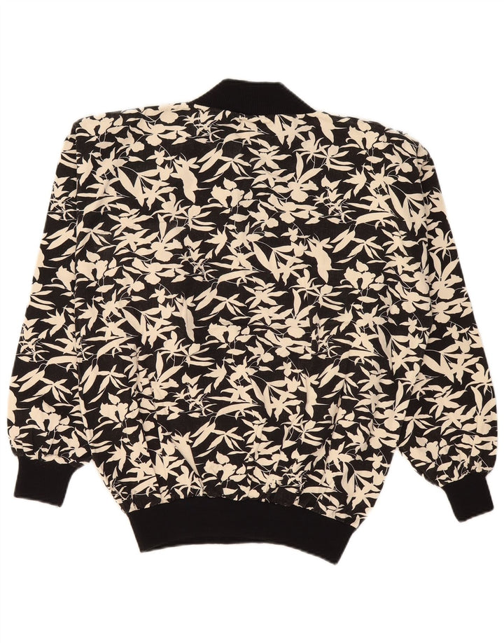 Vintage ženski džemper UK 16 Veliki crni cvjetni