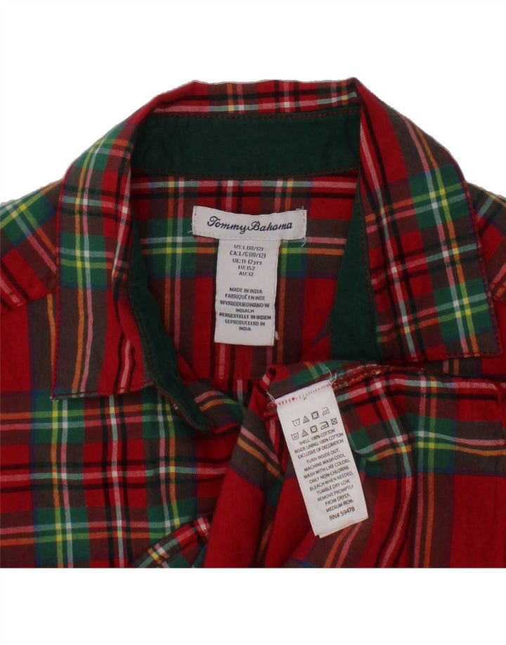 TOMMY BAHAMA Boys Shirt 11-12 Years Red Check Cotton Vintage Tommy Bahama and Second-Hand Tommy Bahama from Messina Hembry 
