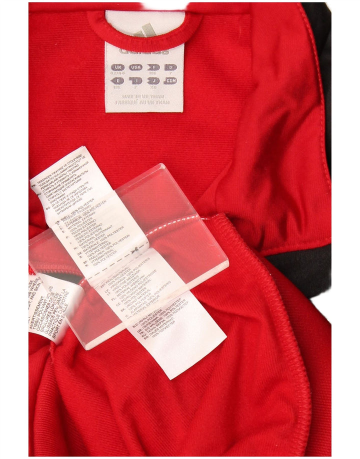 ADIDAS Mens Tracksuit Top Jacket UK 42/44 Large Red Colourblock Polyester