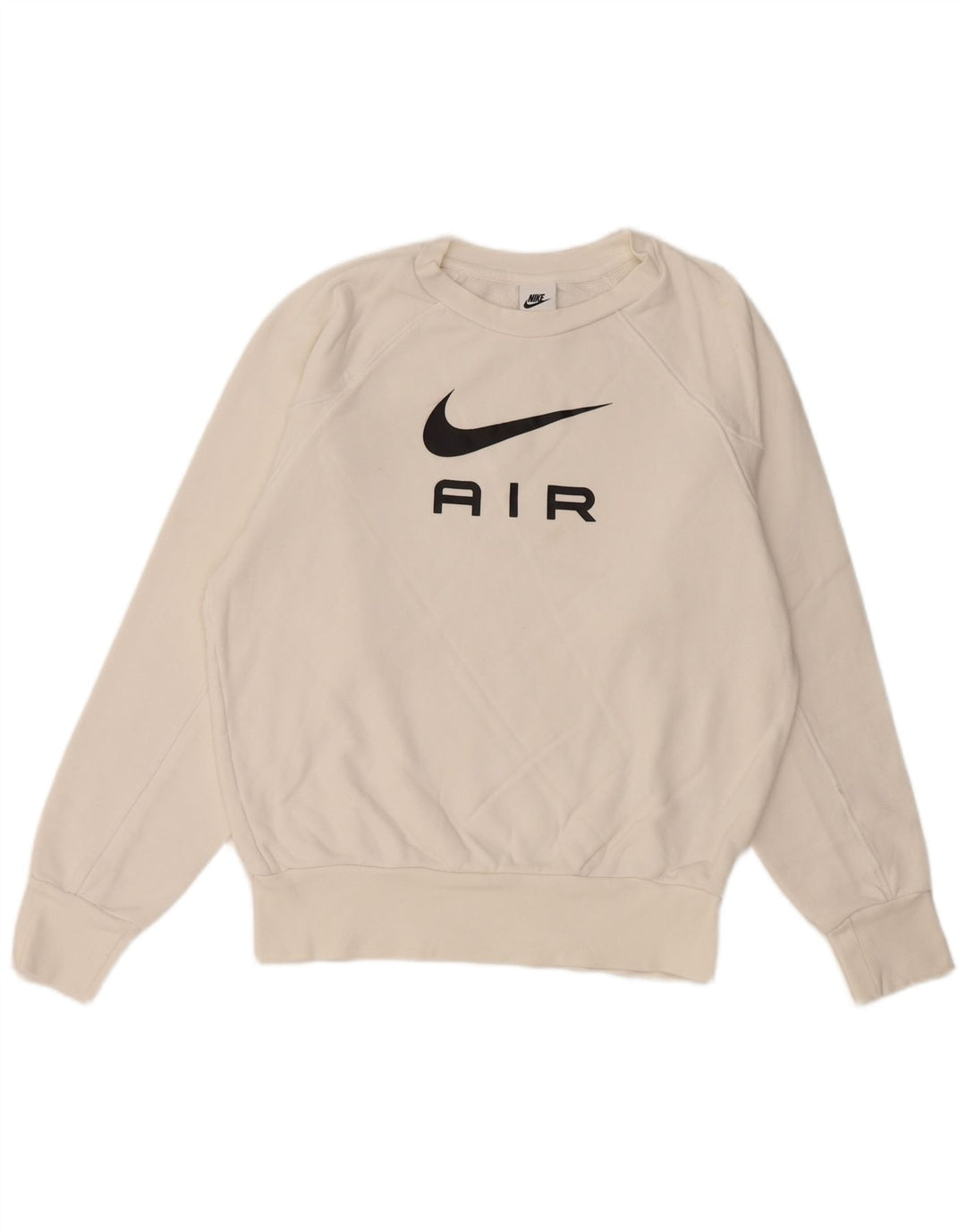 NIKE Womens Graphic Oversized Sweatshirt Jumper UK 10 Small White Cotton