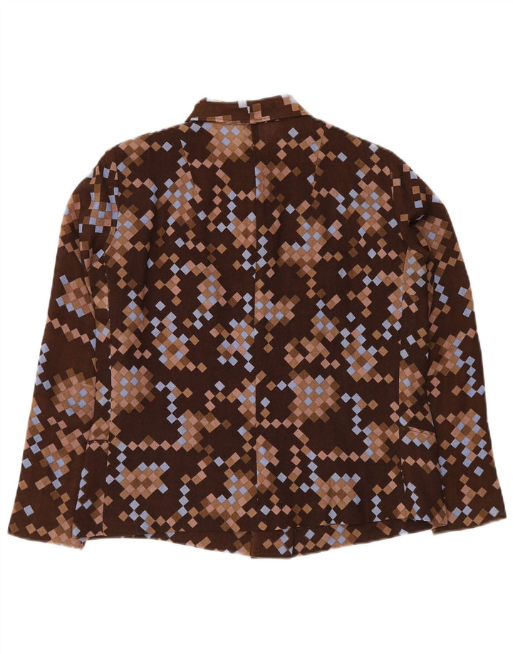 VINTAGE ženska bomber jakna UK 12 srednje smeđa geometrijska