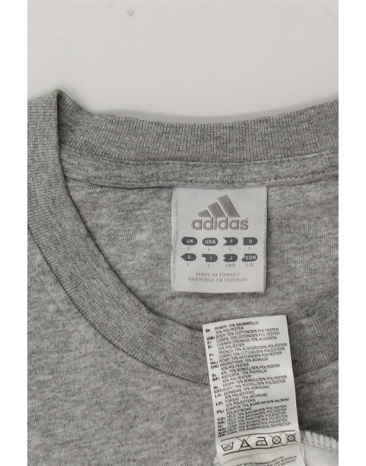 ADIDAS muški džemper s grafičkim motivima, veliki sivi pamuk