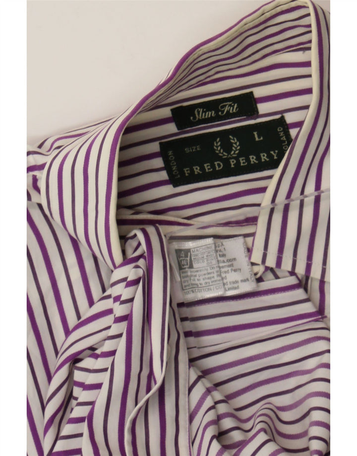 Fred Perry muška uska košulja velikih sivih prugastih pamuka