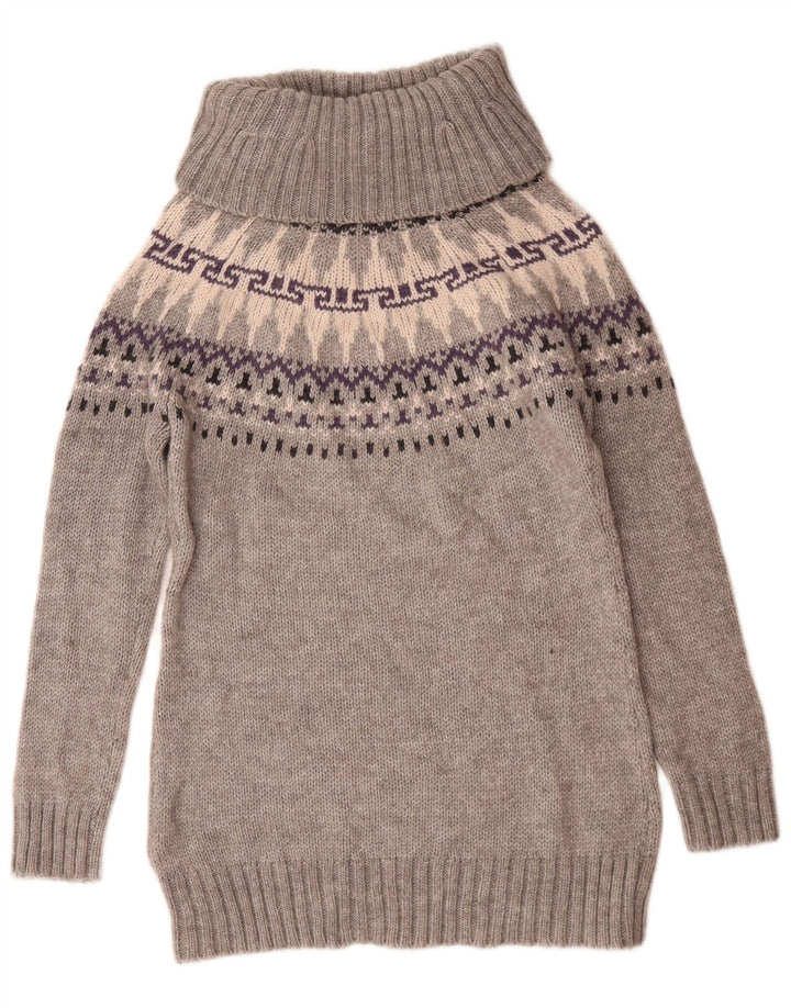 Marks & Spencer ženski pulover s rol izrezom UK 12 srednje sivi Fair Isle