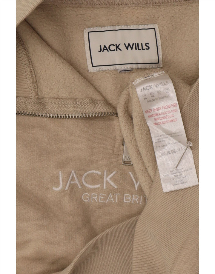 JACK WILLS Ženska majica s prekomjernim izrezom s patentnim zatvaračem UK 14 Velika bež