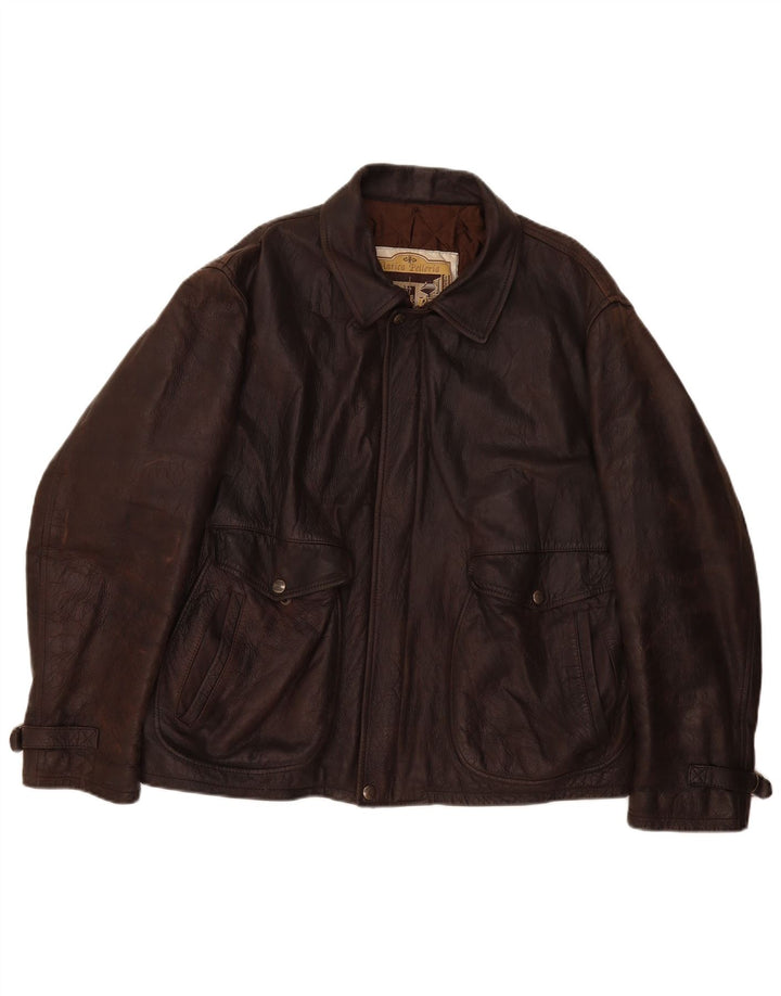 Vintage muška kožna jakna UK 42 XL smeđa