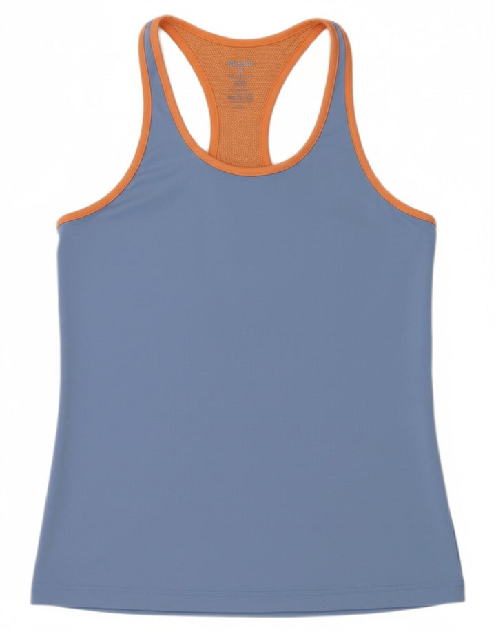 REEBOK Womens Vest Top UK 12 Medium Blue Polyester