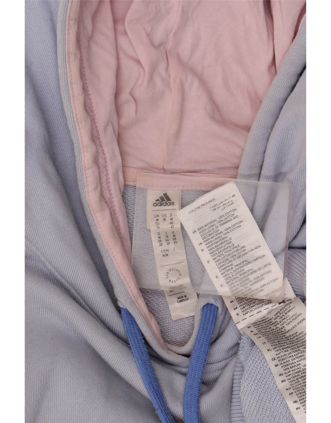 ADIDAS ženska majica s kapuljačom prekomjerne veličine UK 12/14 srednje plave boje