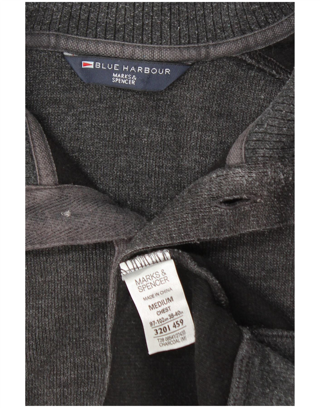 Marks & Spencer muški džemper s dugmadima i ovratnikom, srednje sivi pamuk