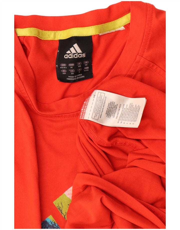 Adidas muška grafička majica dugih rukava UK 40/42 Srednje crvena poliester