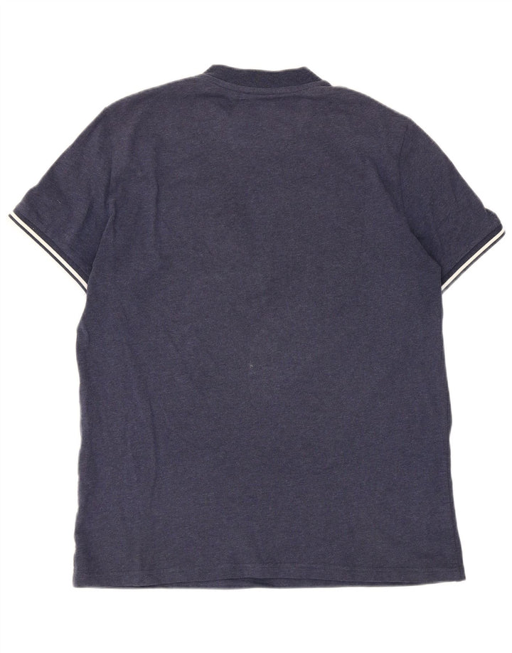 Fred Perry muška majica kratkih rukava s patentnim izrezom srednje tamnoplave pruge