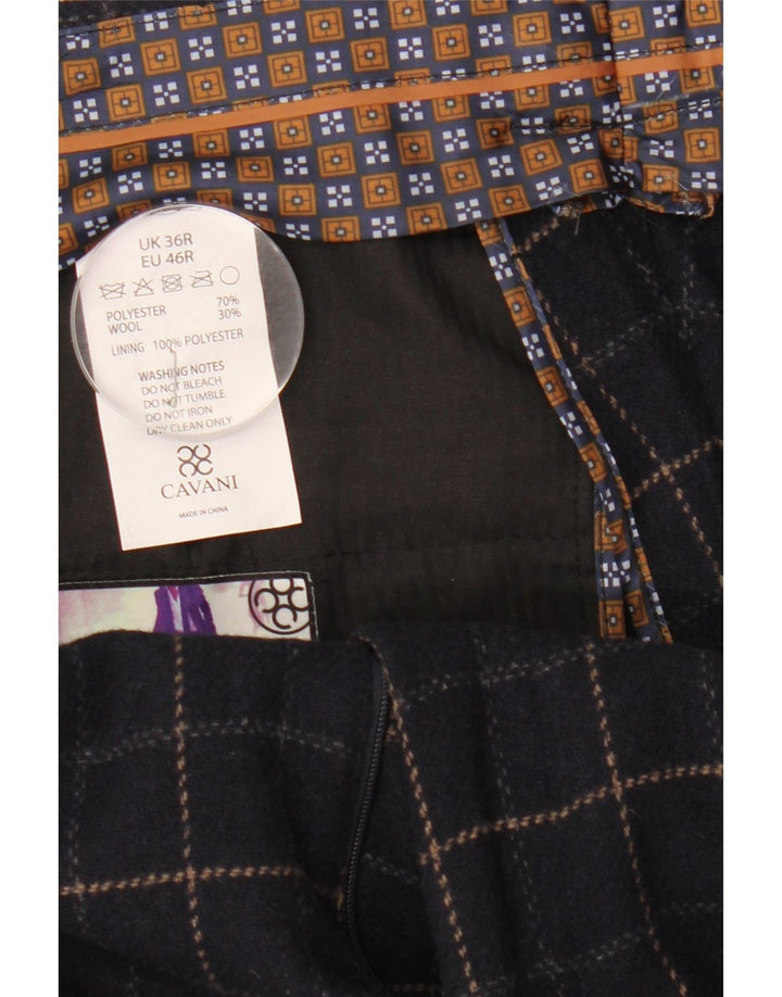 Cavani muško dvodijelno odijelo s dva gumba UK 40 Large W38 L32 tamnoplavi karirani