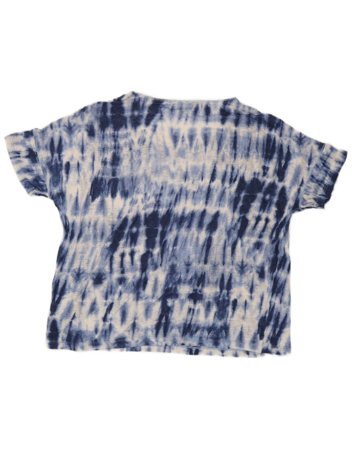 RALPH LAUREN Ženska majica kratkih rukava UK 14 Medium Blue Tie Dye Lan