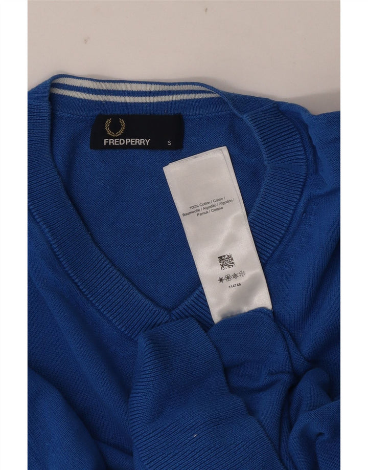 Fred Perry, muški pulover s V-izrezom, mali plavi pamuk