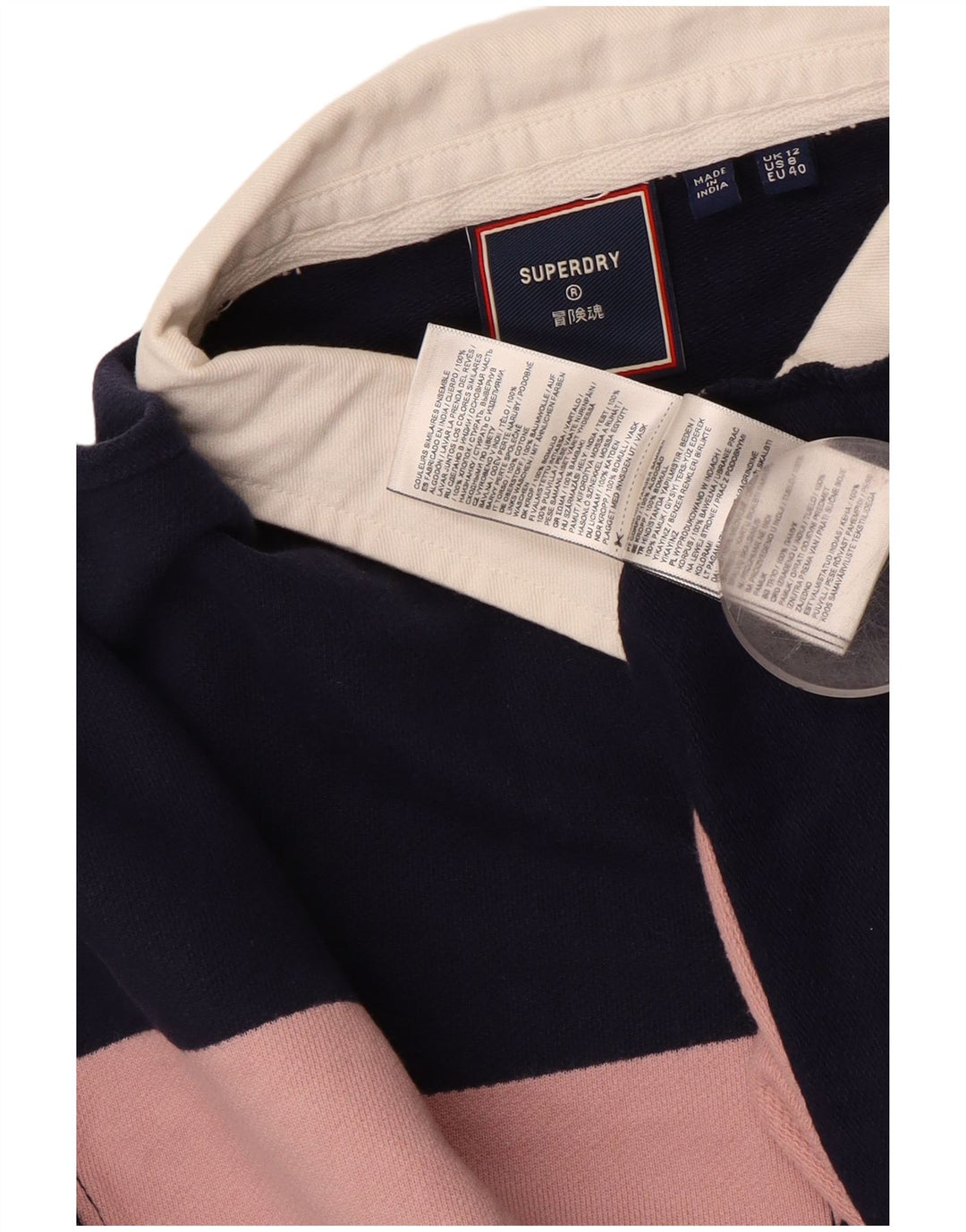 SUPERDRY ženska prevelika skraćena polo majica za ragbi UK 12 Srednje tamnoplava