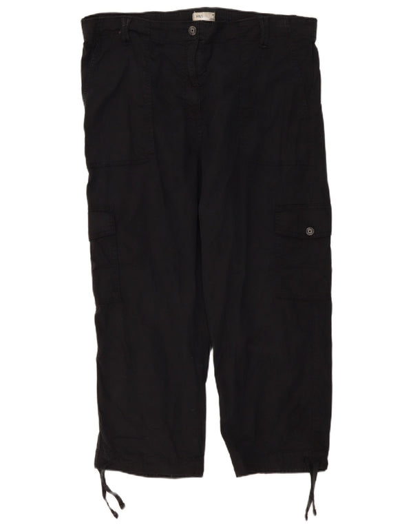 Marks & Spencer ženske kargo kapri hlače UK 20 2XL W40 L23 crni liocel