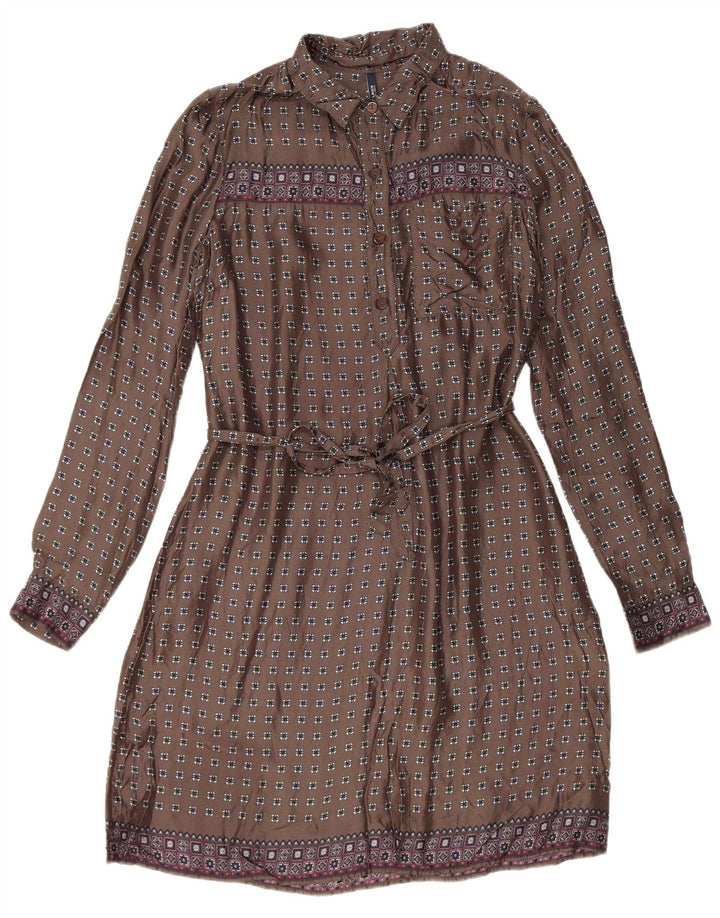 Woolrich ženska plašt haljina dugih rukava UK 14 srednje siva geometrijska