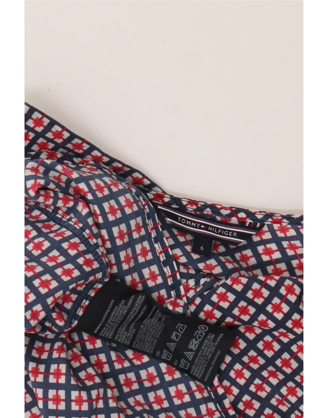 Top ženske bluze Tommy Hilfiger US 6 Srednje tamnoplavi geometrijski pamuk