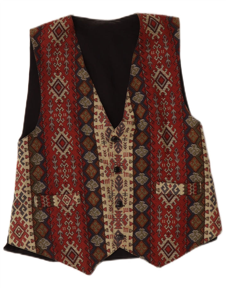 Vintage muški prsluk Srednji višebojni geometrijski Aztec