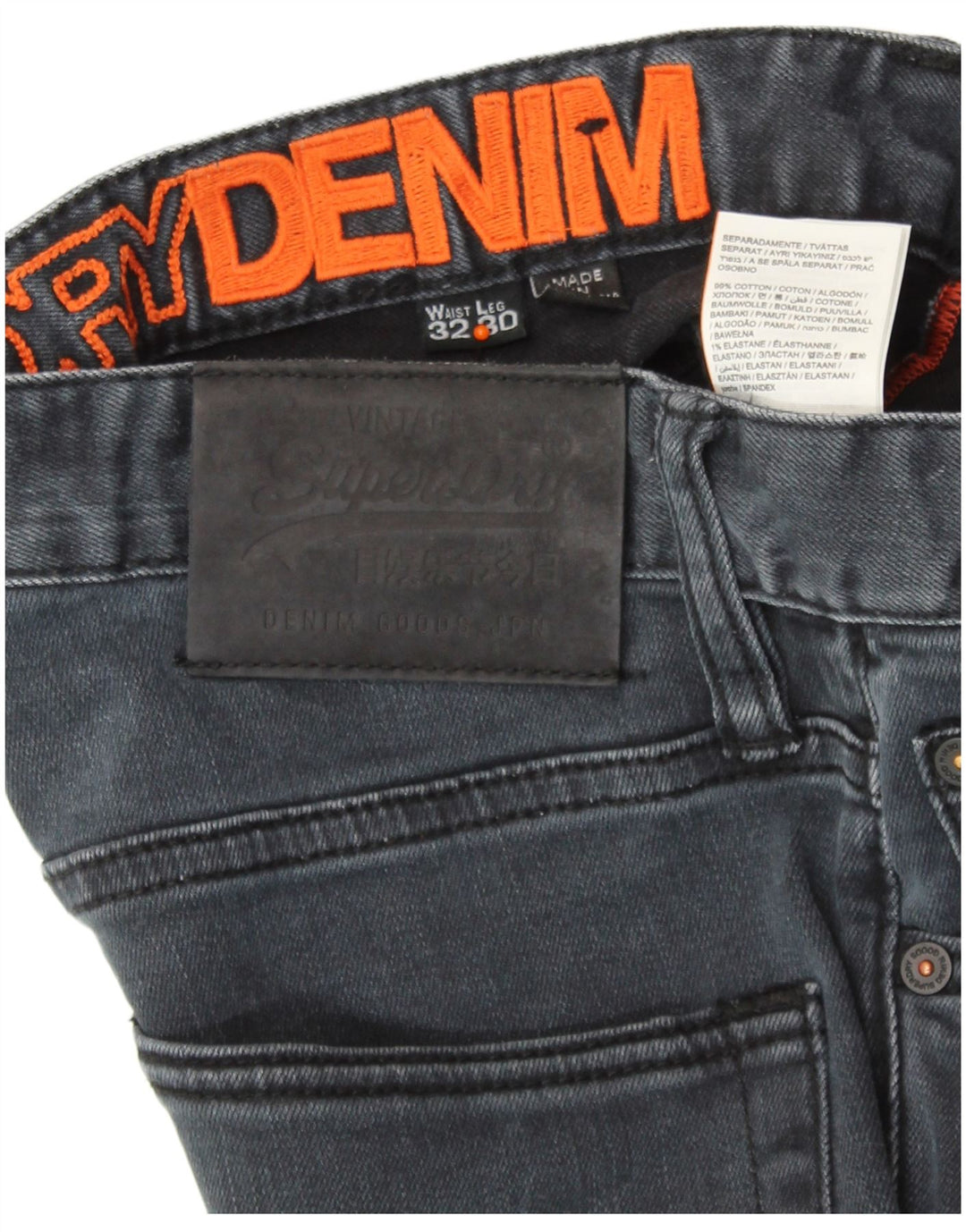 SUPERDRY Muške uske traperice W32 L30 Plavi pamuk