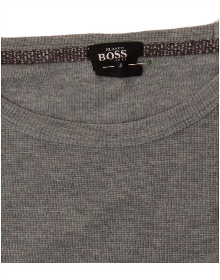HUGO BOSS Mens Slim Fit Top Long Sleeve Small Grey