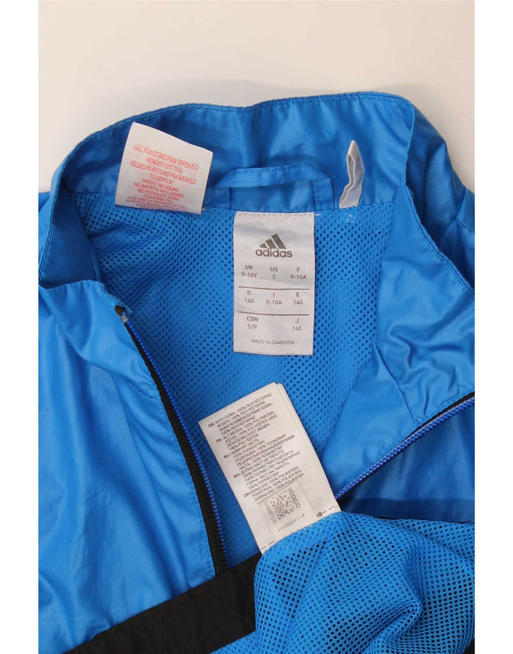 Gornja jakna od trenirke Adidas za dječake 9-10 godina, poliester plave boje