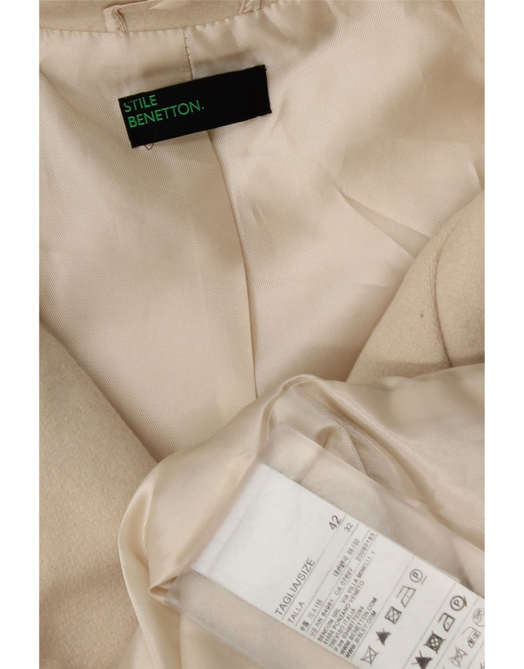 Benetton ženski kaput IT 42 srednje bijele vune