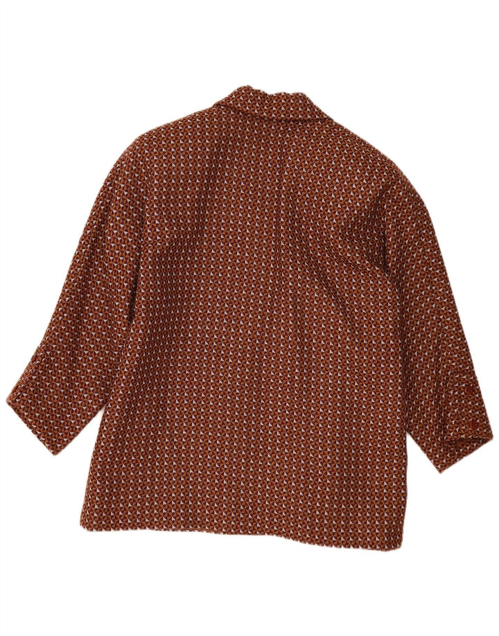 Vintage ženska prevelika sako jakna UK 20 2XL smeđa geometrijska