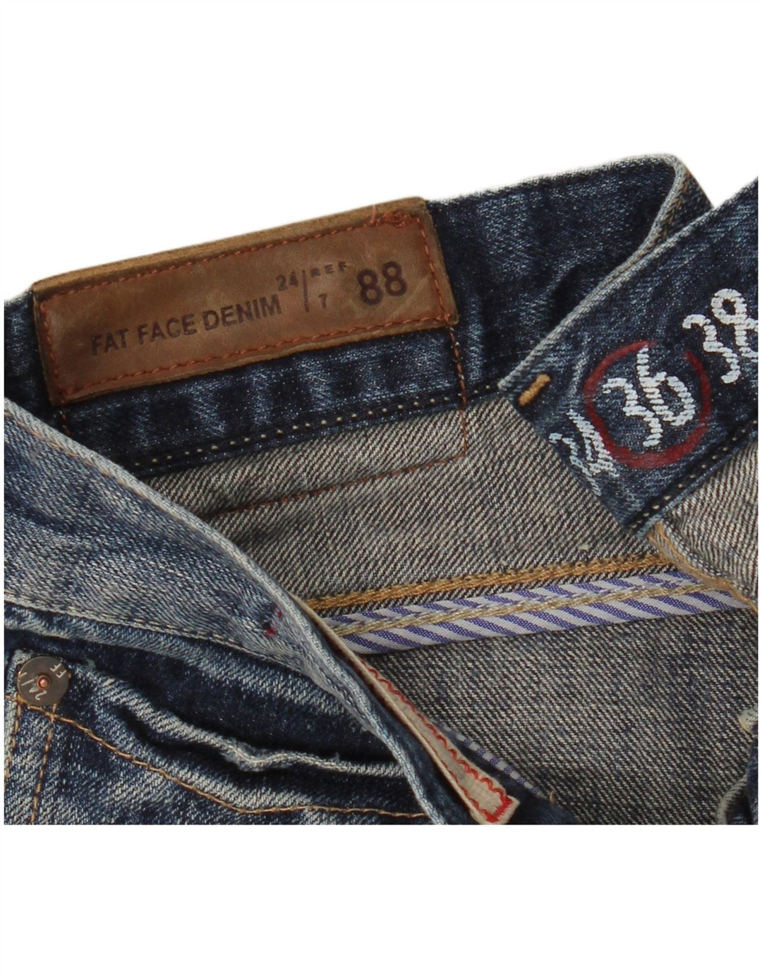Fat Face muške traperice Bootcut W36 L32 tamnoplavi pamuk