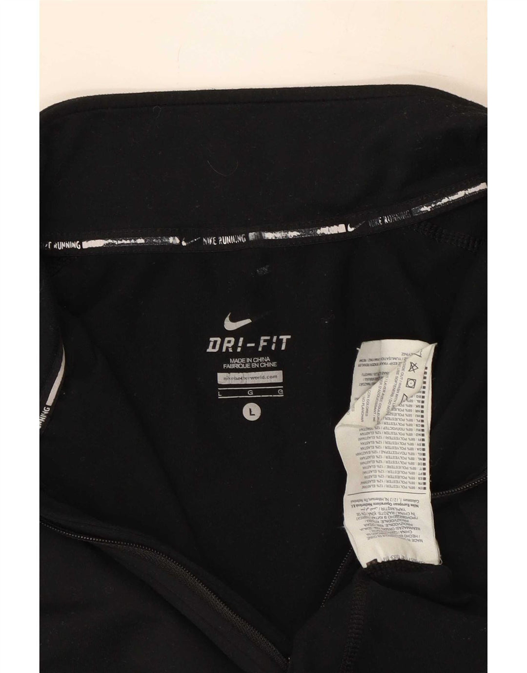 Nike Dri Fit majica s izrezom i dugim rukavima, veliki crni poliester