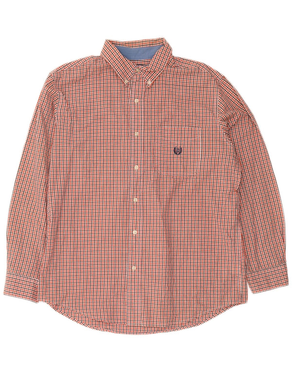 Chaps Mens Easy Care Shirt Large Red Gingham Pamuk