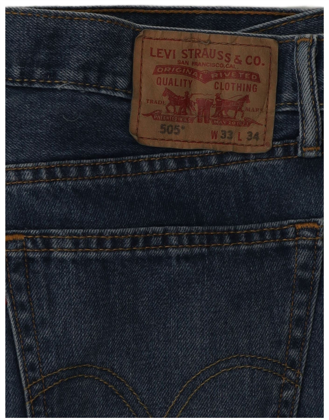 LEVI'S muške 505 ravne traperice W33 L34 plavi pamuk